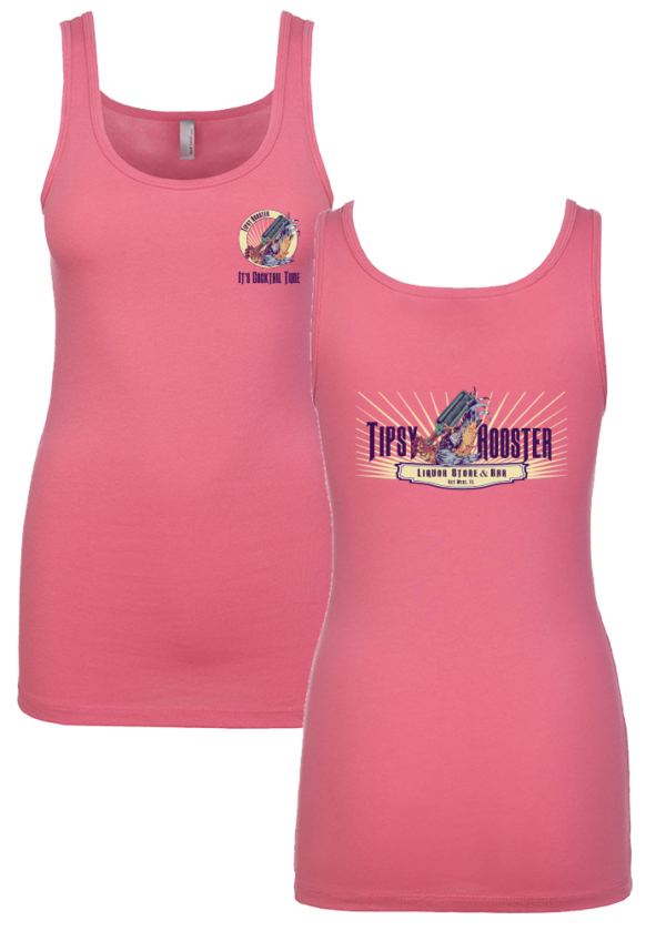 Tipsy Rooster Woman Pink Tank Top
